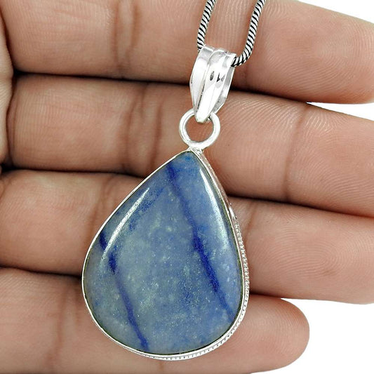 Natural Sodalite Gemstone Pendant 925 Sterling Silver Jewelry For Girls B4