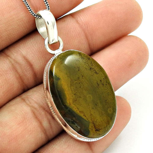 Natural Stingray Coral Gemstone Pendant Vintage 925 Sterling Silver Jewelry Y2