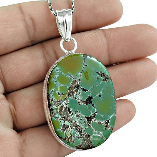 Halloween Gift Jewelry Pendant 925 Sterling Silver Natural Turquoise Gemstone S7