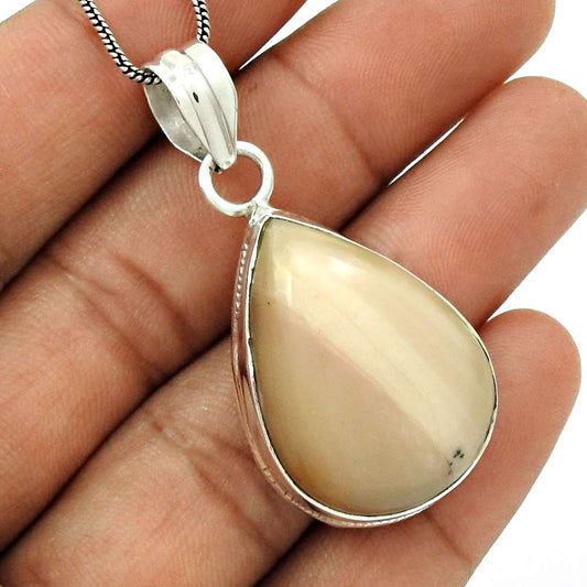 Anniversary Gift For Her Natural Pink Opal Pendant Stylish 925 Silver R3