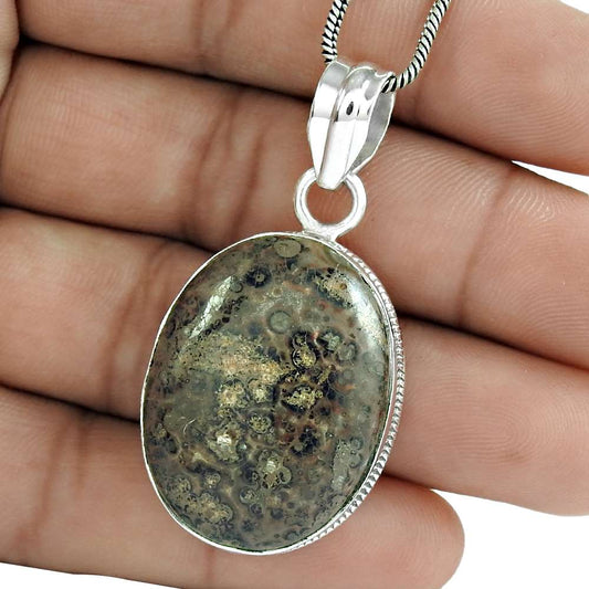 Natural Turtella Agate Gemstone Jewelry 925 Sterling Silver Pendant For Women F4