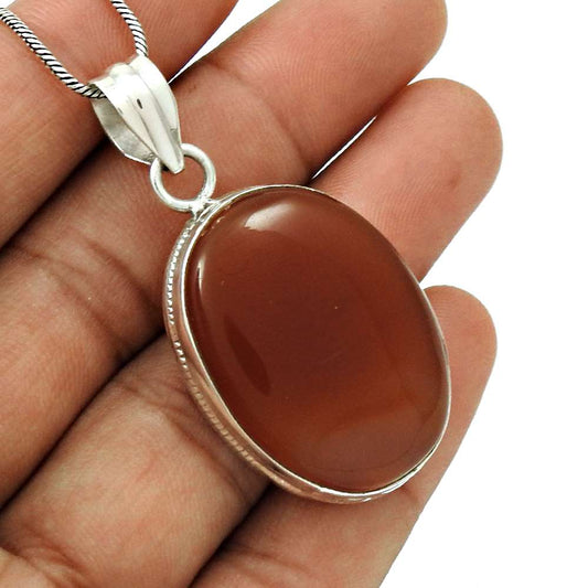 Wedding Gift For Her 925 Silver Natural Red Onyx Gemstone Pendant Vintage T3