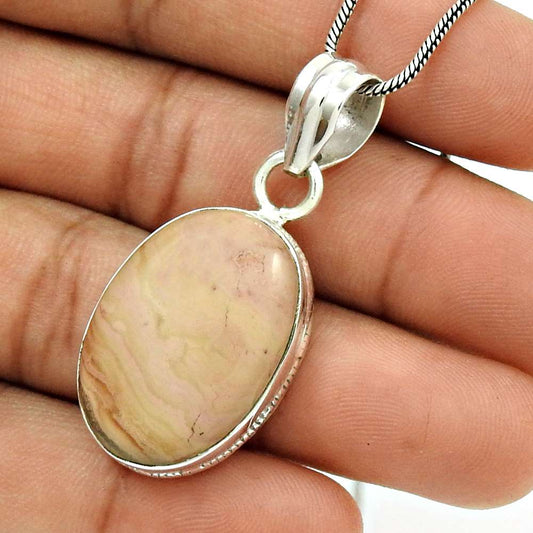 Birthday Gift For Her Natural Jasper Gemstone Pendant Ethnic 925 Silver Y3