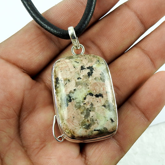 Christmas Gift 925 Sterling Silver Natural Jasper Gemstone Pendant J4