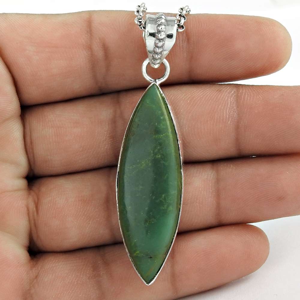 Wedding Gift For Her 925 Silver Natural Jasper Gemstone Pendant Boho D32