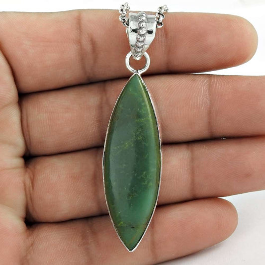 Wedding Gift For Her 925 Silver Natural Jasper Gemstone Pendant Boho D32