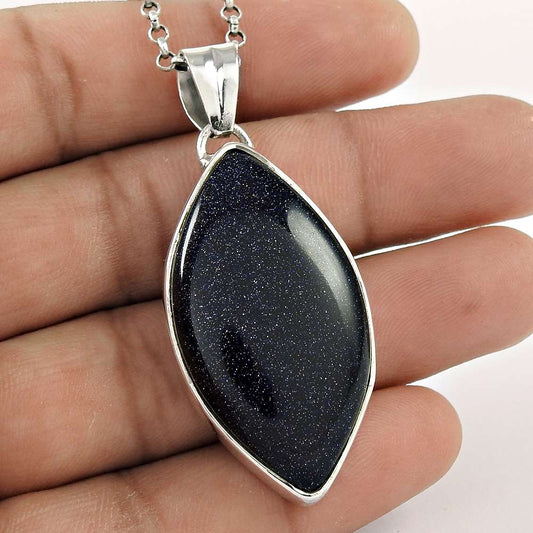 Natural Sunstone Gemstone Pendant Bohemian 925 Sterling Silver Jewelry E32