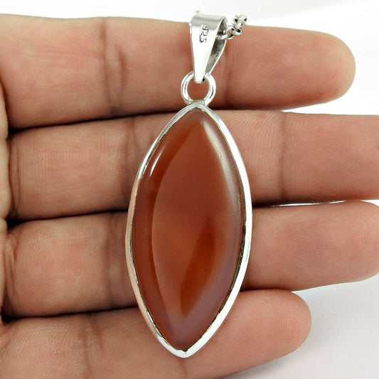 Natural Onyx Gemstone Pendant Tribal 925 Sterling Silver Jewelry For Women D18