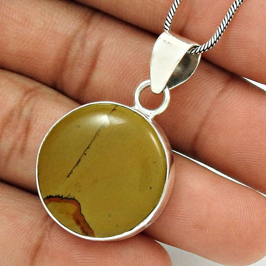 Halloween Gift Pendant Stylish 925 Silver Natural Picture Jasper Gemstone C3