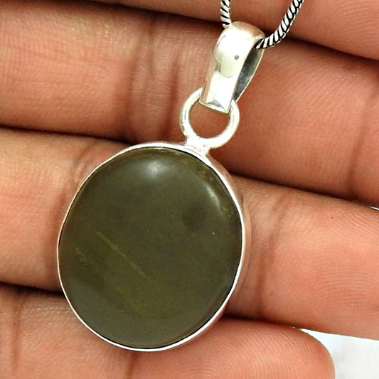 Natural Gold Sheen Obsidian Gemstone Pendant Ethnic 925 Sterling Silver S38