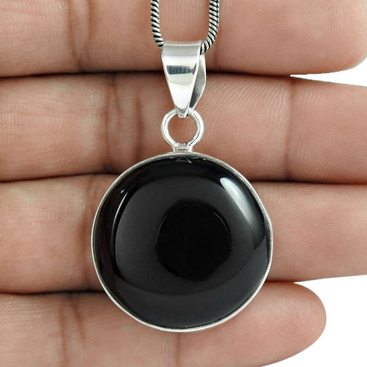 Natural Onyx Gemstone Pendant Bohemian 925 Sterling Silver Jewelry For Girls H4