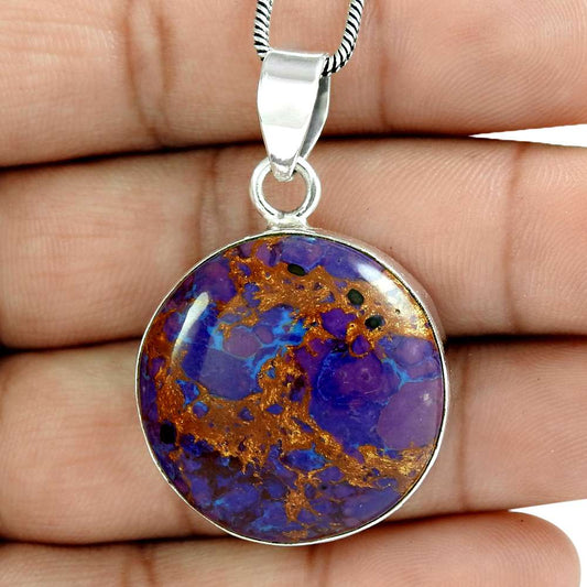 Natural Copper Turquoise Gemstone Pendant 925 Silver For Women J4