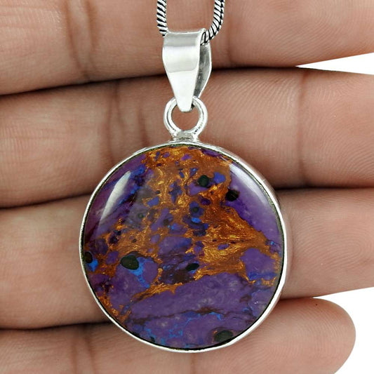 Natural Copper Turquoise Gemstone Pendant Bohemian 925 Sterling Silver K4