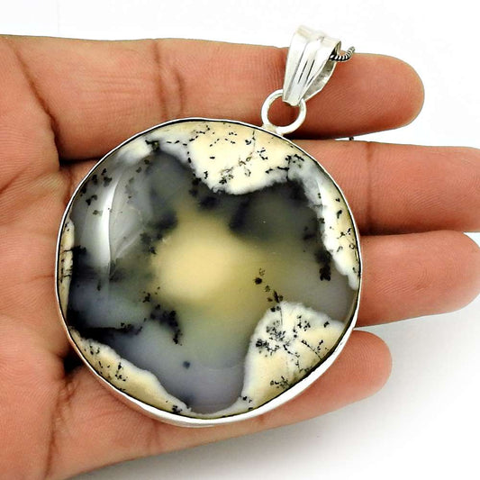 Halloween Gift 925 Silver Natural Dendritic Agate Gemstone Pendant E55