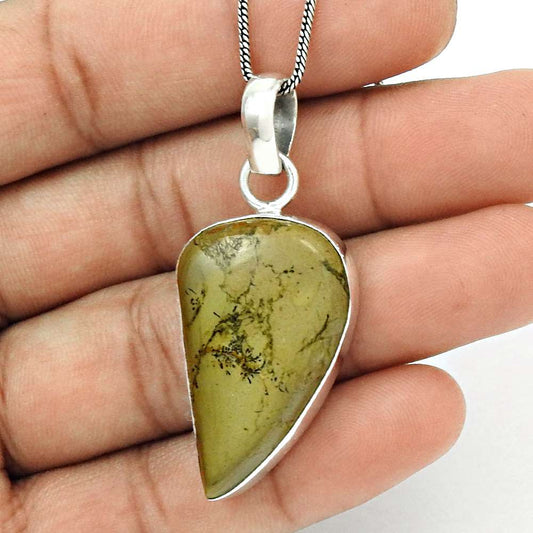 Halloween Gift 925 Sterling Silver Natural Jasper Gemstone Pendant Boho V13