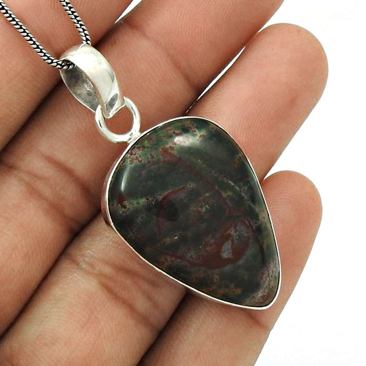 Halloween Gift Pendant 925 Sterling Silver Natural Rhyolite Gemstone W13