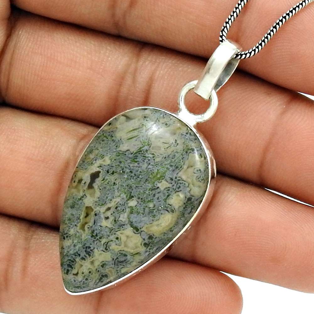 Natural Volcanic Cottam Gemstone 925 Sterling Silver Pendant Boho For Girls U7
