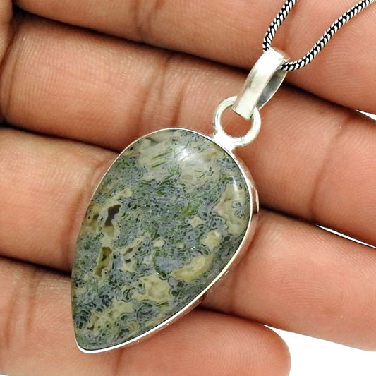 Natural Volcanic Cottam Gemstone 925 Sterling Silver Pendant Boho For Girls U7