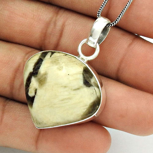 Anniversary Gift For Her Natural Septarian Gemstone Pendant Boho 925 Silver X4