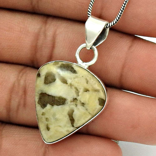 Gift For Her 925 Sterling Silver Natural Septarian Gemstone Pendant Bohemian Y7