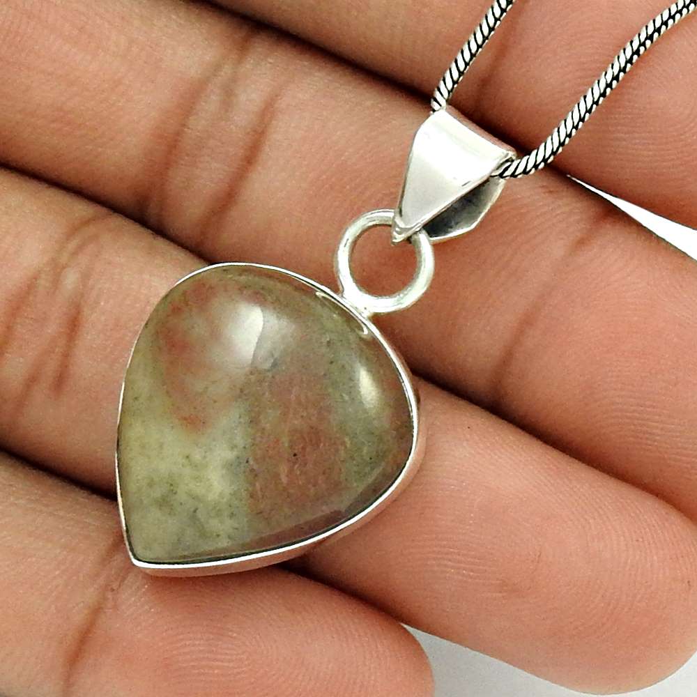 Natural Jasper Gemstone Jewelry 925 Sterling Silver Pendant Ethnic For Women A5
