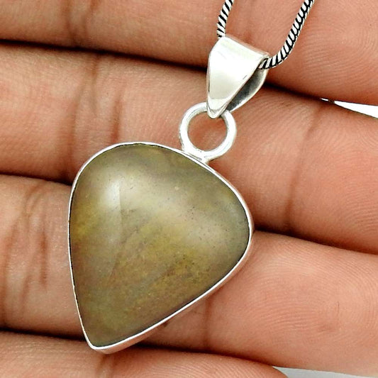 Anniversary Gift For Her Natural Jasper Gemstone Pendant Stylish 925 Silver F5
