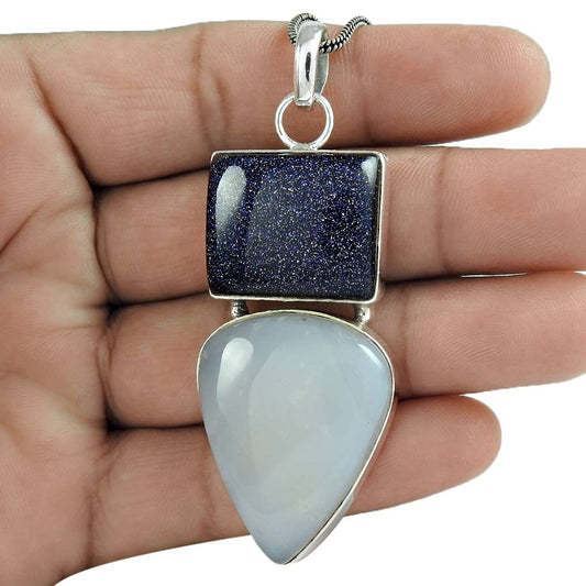 Halloween Gift 925 Sterling Silver Natural Sunstone Gemstone Pendant Boho S4
