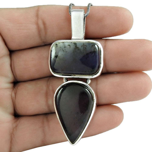 Halloween Gift Pendant 925 Sterling Silver Natural Moss Agate Gemstone U4