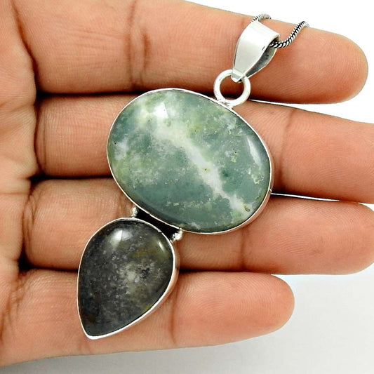 Halloween Gift Jewelry Pendant 925 Sterling Silver Natural Jasper Gemstone D14