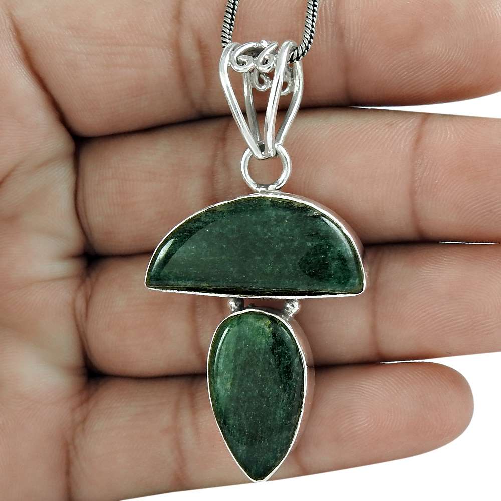 Natural Jasper Gemstone Pendant Vintage 925 Sterling Silver Indian Jewelry S24