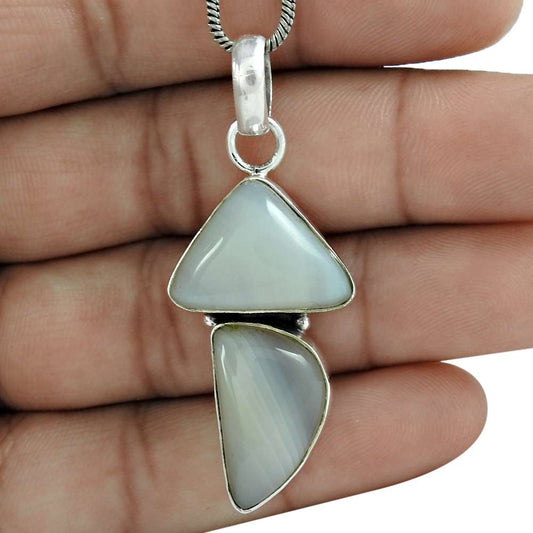 Gift For Women Pendant Boho 925 Sterling Silver Natural Agate Gemstone C16