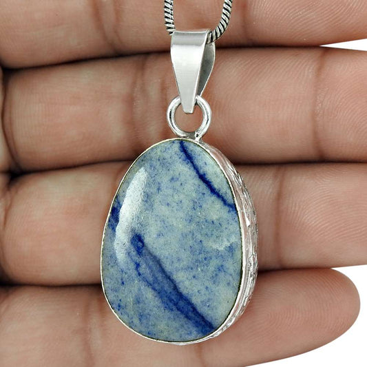 Natural Sodalite Gemstone Jewelry 925 Sterling Silver Pendant Boho For Girls P8