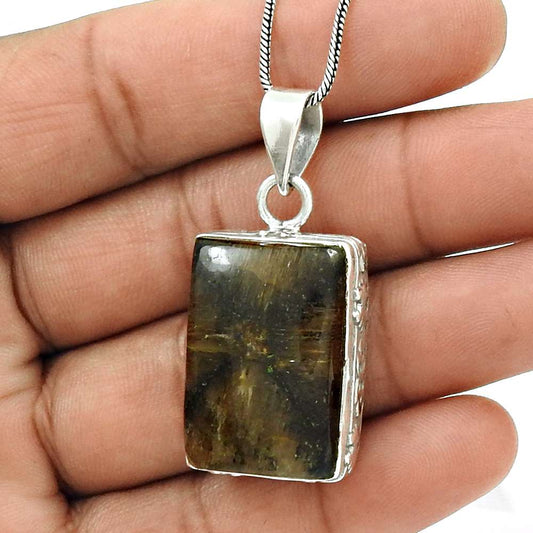 Halloween Gift Pendant Stylish 925 Silver Natural Imperial Jasper Gemstone F8