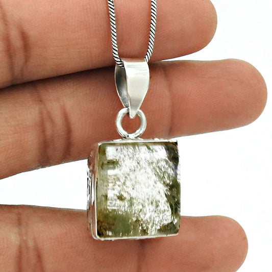 Halloween Gift Natural Lodolite Gemstone Jewelry 925 Sterling Silver Pendant F14