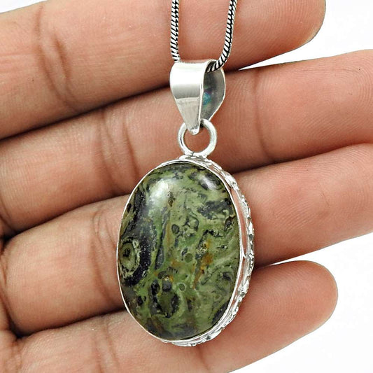 Gift For Women Pendant Bohemian 925 Silver Natural Star Galaxy Jasper B6