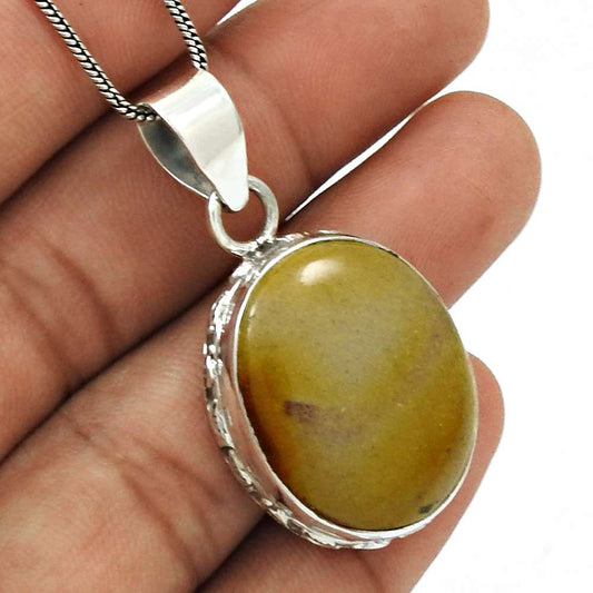 Anniversary Gift For Her Natural Jasper Gemstone Pendant Stylish 925 Silver C6
