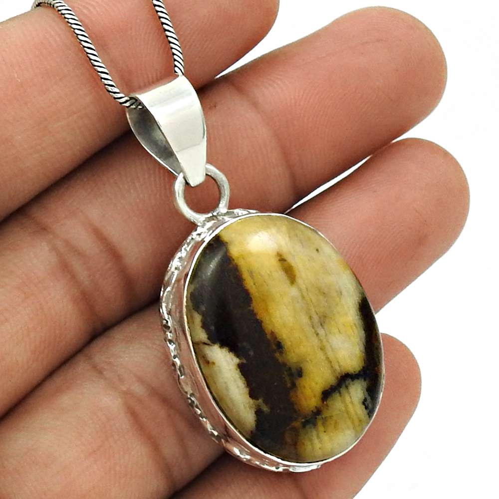 Gift For Her 925 Sterling Silver Natural Septarian Gemstone Pendant Tribal F6