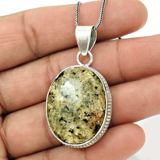 Natural Jasper Gemstone Jewelry 925 Sterling Silver Pendant Tribal For Women L6
