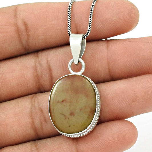Gift For Women Pendant Stylish 925 Sterling Silver Natural Jasper Gemstone O6