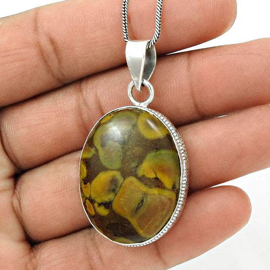 Birthday Gift For Her Natural Chinese Writing Pendant Tribal 925 Silver Q2