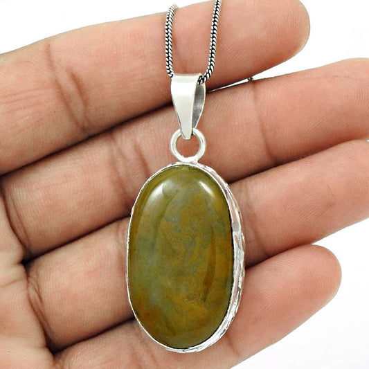 Wedding Gift For Her 925 Sterling Silver Natural Jasper Gemstone Pendant Boho X6