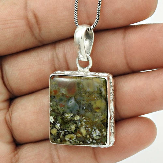 Natural Turtella Gemstone 925 Sterling Silver Pendant Bohemian For Women Y6