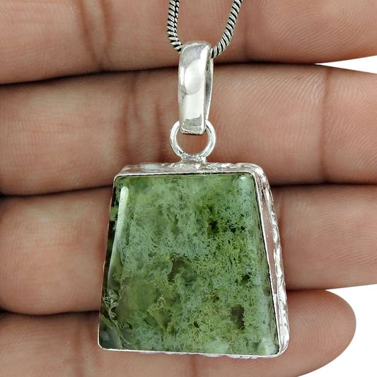 Halloween Gift 925 Sterling Silver Natural Agate Gemstone Pendant K9