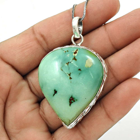 Gift For Women Pendant Bohemian 925 Silver Natural Turquoise Gemstone W8