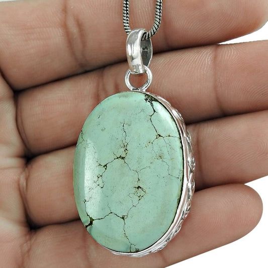 Natural Turquoise Gemstone Jewelry 925 Sterling Silver Pendant O14