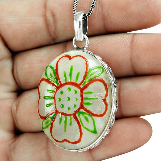 Natural Rainbow Moonstone Gemstone Pendant White 925 Sterling Silver Jewelry P9