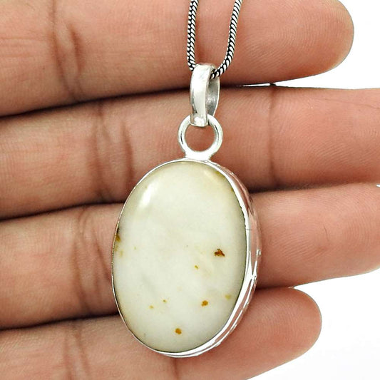 Natural Polka Dot Agate Gemstone 925 Sterling Silver Pendant Tribal For Girls W7