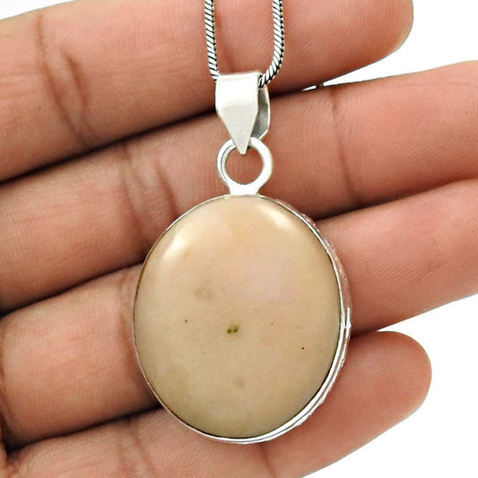 Natural Pink Opal Gemstone Pendant Boho 925 Sterling Silver Jewelry For Girls X7