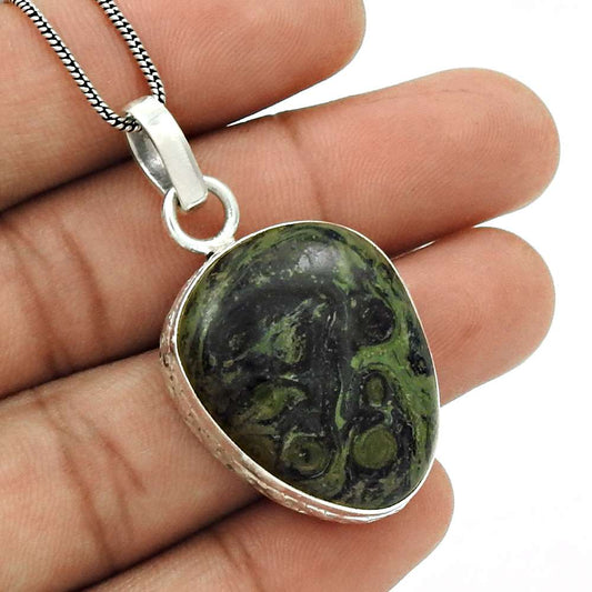 Natural Star Galaxy Jasper Gemstone Pendant Ethnic 925 Silver For Women Z7