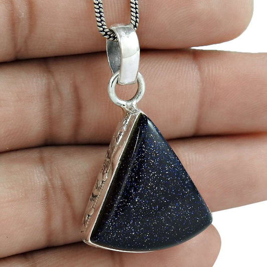 Halloween Gift 925 Sterling Silver Natural Sunstone Gemstone Pendant V9